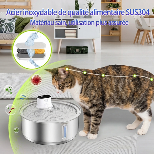 Fontaine à eau PurrStream Grande Capacité — 12L Inox Sans Fil