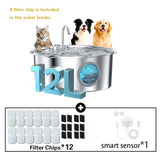Fontaine à eau PurrStream Grande Capacité — 12L Inox Sans Fil