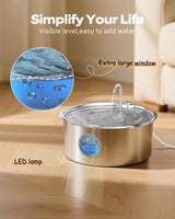 Fontaine à eau PurrStream Grande Capacité — 12L Inox Sans Fil
