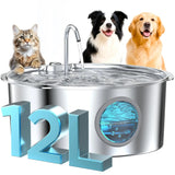 Fontaine à eau PurrStream Grande Capacité — 12L Inox Sans Fil