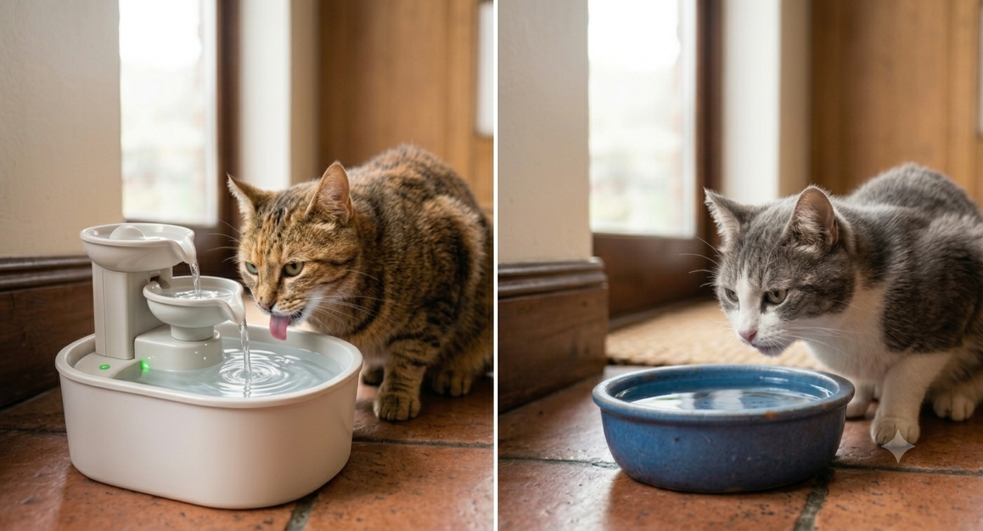 Fontaine à eau vs bol pour chat